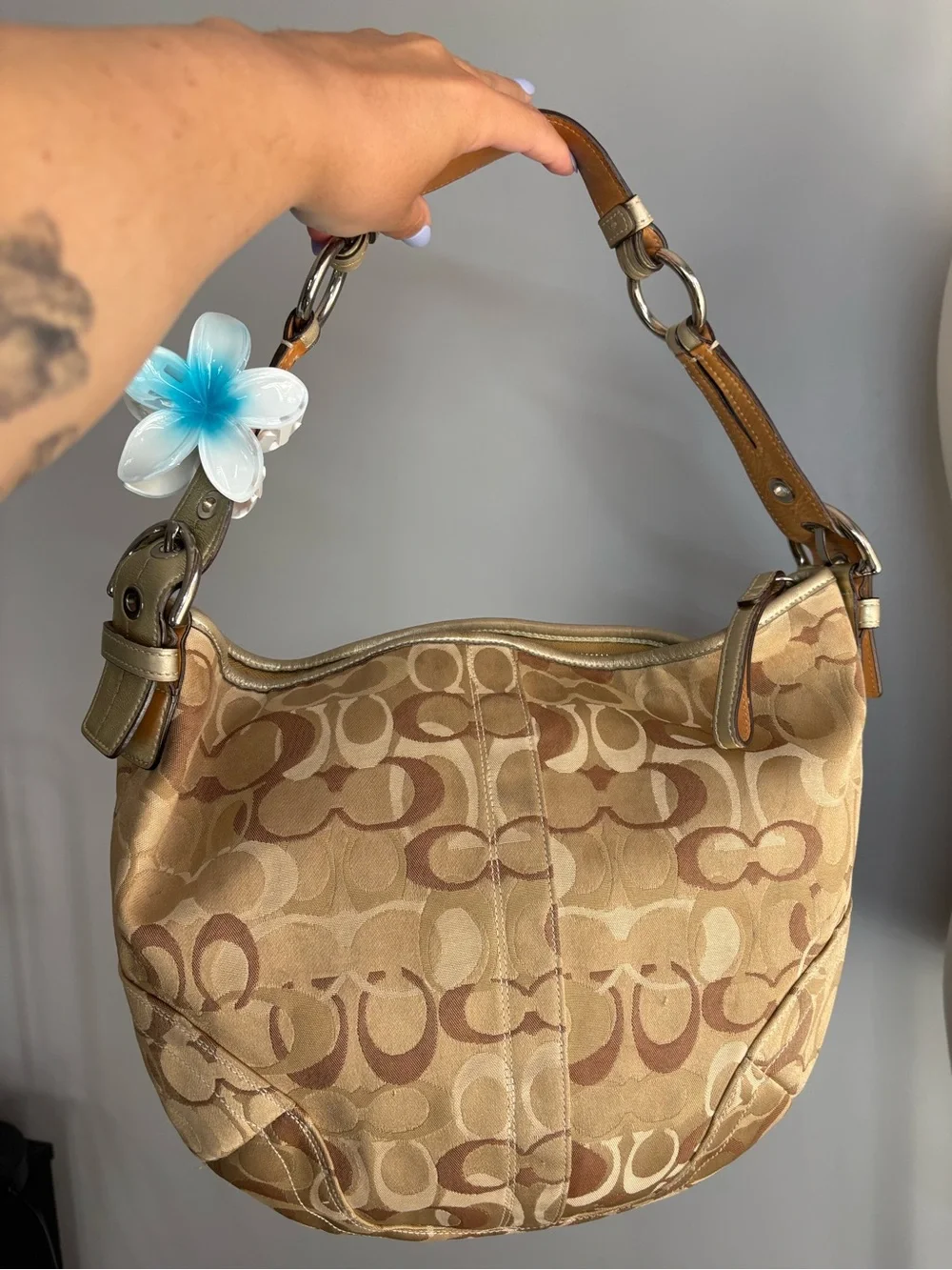 Vintage Y2K Coach SoHo Tan Signature Canvas Hobo Bag